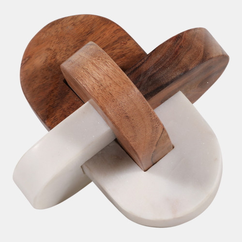 Sagebrook Home 6x6" Wood And Marble Curved Knot White/natural Wishlist Create New
