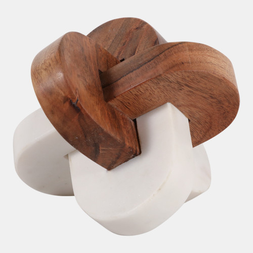 Sagebrook Home 6x6" Wood And Marble Curved Knot White/natural Wishlist Create New