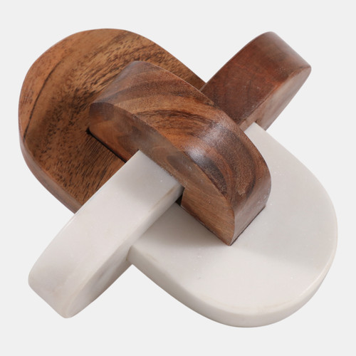 sagebrook home 6x6" Wood And Marble Curved Knot White/natural Wishlist Create New
