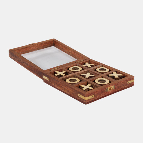 Sagebrook Home 6x6" Wood Tic-tac-toe Case Brown/gold Wishlist Create New