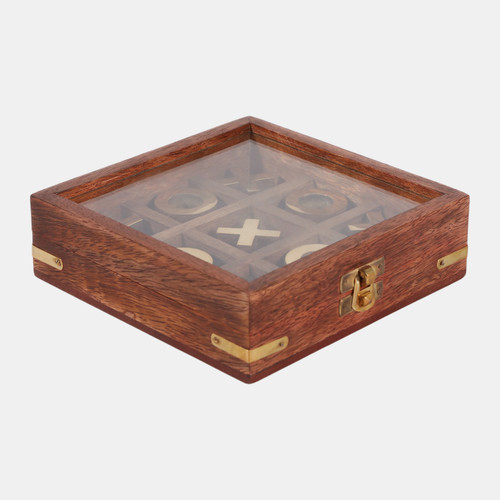 Sagebrook Home 6x6" Wood Tic-tac-toe Case Brown/gold Wishlist Create New