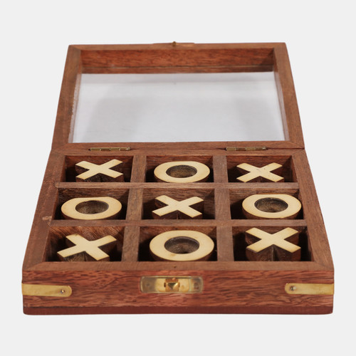 Sagebrook Home 6x6" Wood Tic-tac-toe Case Brown/gold Wishlist Create New