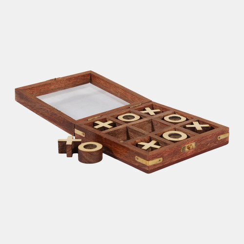 sagebrook home 6x6" Wood Tic-tac-toe Case Brown/gold Wishlist Create New