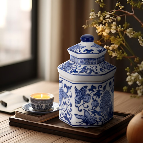 Sagebrook Home 7" 6oz Sandalwood Myrrh Chinoiserie Cndle Blu/wht Wishlist Create New