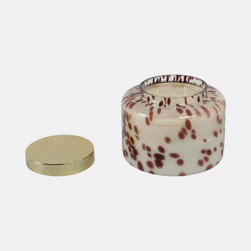 Sagebrook Home 7" 71 Oz Cinnamon Speckle Lidded Candle Brown/gol Wishlist Create New