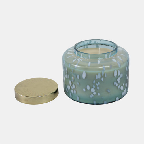 Sagebrook Home 7" 71 Oz Jasmine Speckle Lidded Candle Blue/gold Wishlist Create New