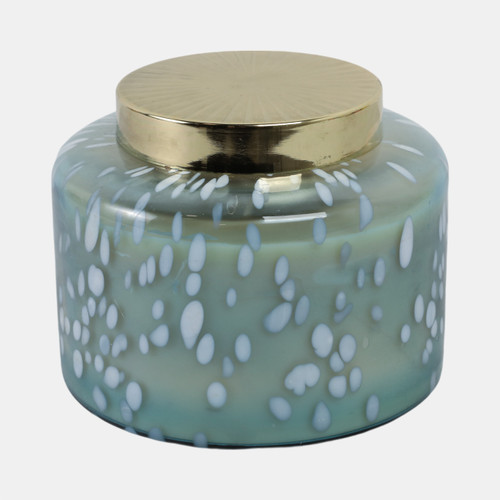 Sagebrook Home 7" 71 Oz Jasmine Speckle Lidded Candle Blue/gold Wishlist Create New
