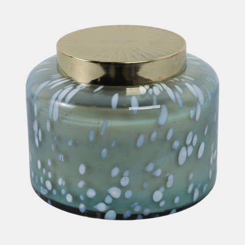 Sagebrook Home 7" 71 Oz Jasmine Speckle Lidded Candle Blue/gold Wishlist Create New