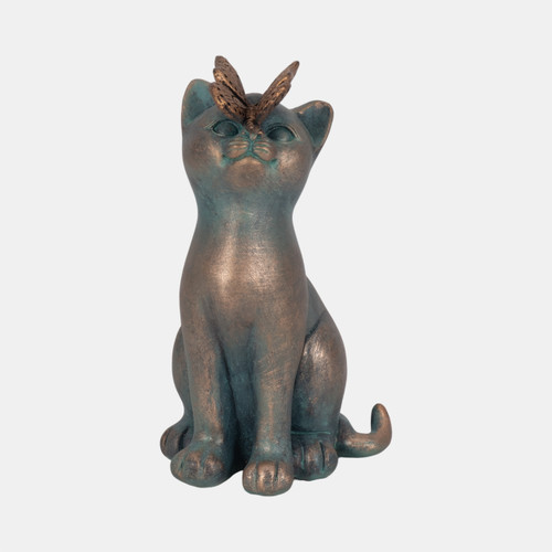 sagebrook home 7" Cat With Butterfly On Nose Multi Wishlist Create New