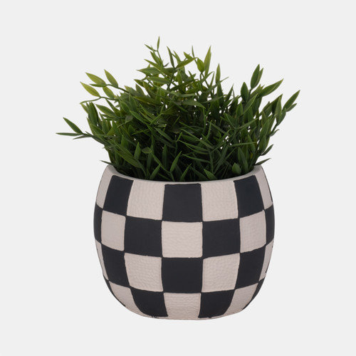 Sagebrook Home 7" Checkerboard Rounded Planter Black/white Wishlist Create New
