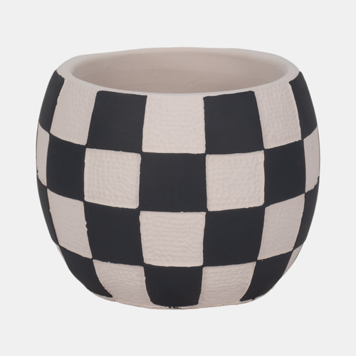 Sagebrook Home 7" Checkerboard Rounded Planter Black/white Wishlist Create New
