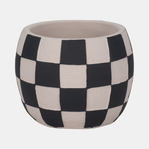 sagebrook home 7" Checkerboard Rounded Planter Black/white Wishlist Create New