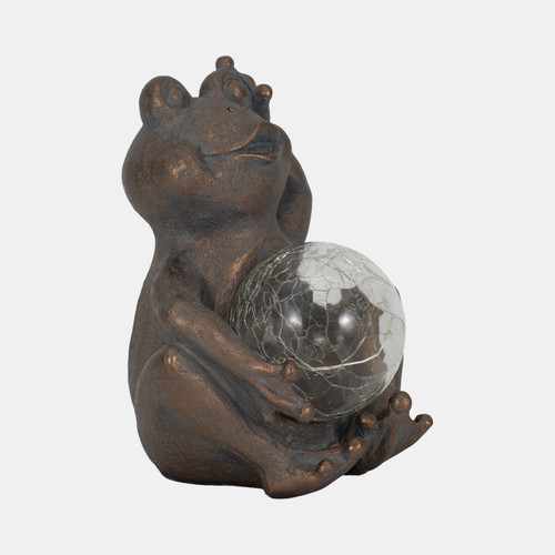 Sagebrook Home 7" Frog With Solar Orb Antique Copper Wishlist Create New
