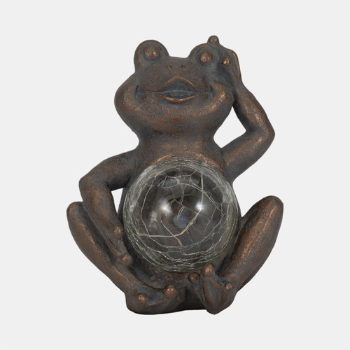 sagebrook home 7" Frog With Solar Orb Antique Copper Wishlist Create New