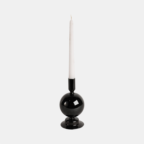 Sagebrook Home 7" Glass Bubble Taper Candle Holder Black Wishlist Create New