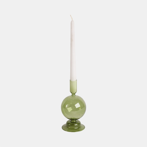 Sagebrook Home 7" Glass Bubble Taper Candle Holder Olive Wishlist Create New