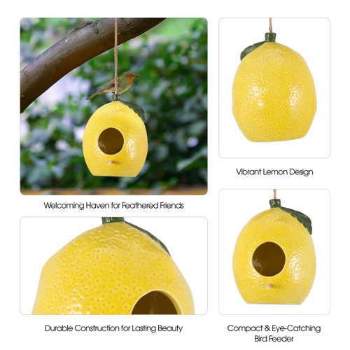 Sagebrook Home 7" Lemon Bird House/feeder Yellow/green Wishlist Create New