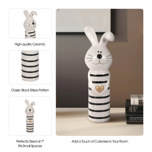 Sagebrook Home 7" Lines Bunny With Gold Heart White/black Wishlist Create New