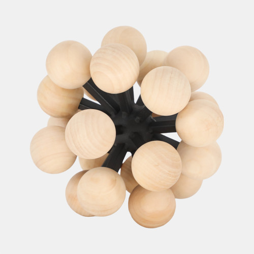 Sagebrook Home 7" Orb With Wooden Knobs Black/natural Wishlist Create New