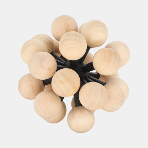 Sagebrook Home 7" Orb With Wooden Knobs Black/natural Wishlist Create New