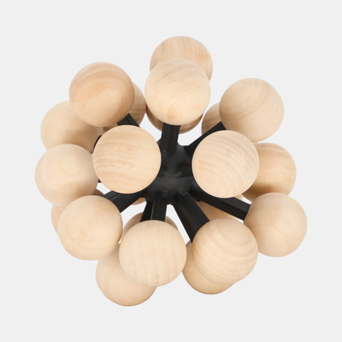 Sagebrook Home 7" Orb With Wooden Knobs Black/natural Wishlist Create New