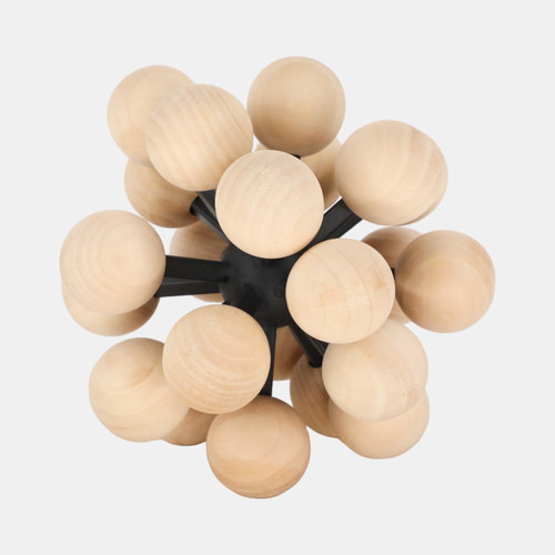 sagebrook home 7" Orb With Wooden Knobs Black/natural Wishlist Create New