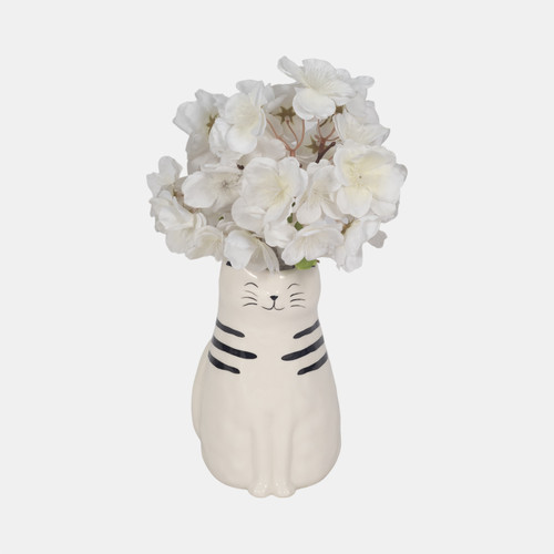 Sagebrook Home 7" Sitting Pretty Kitty With Vase Opening White/b Wishlist Create New