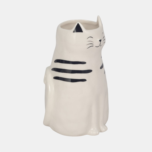 Sagebrook Home 7" Sitting Pretty Kitty With Vase Opening White/b Wishlist Create New