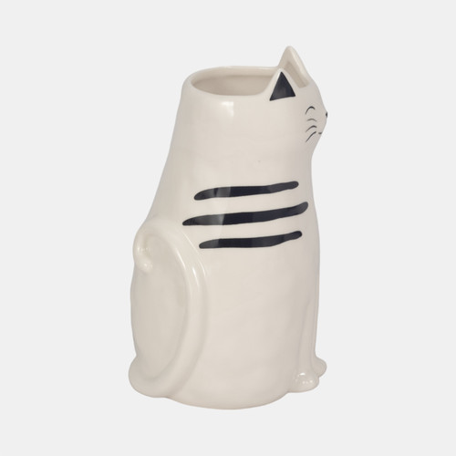 Sagebrook Home 7" Sitting Pretty Kitty With Vase Opening White/b Wishlist Create New