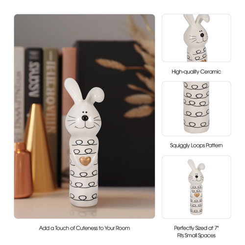 Sagebrook Home 7" Squiggly Bunny With Gold Heart White/black Wishlist Create New
