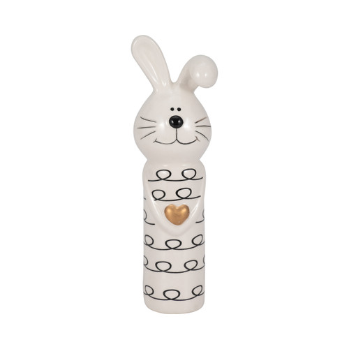 sagebrook home 7" Squiggly Bunny With Gold Heart White/black Wishlist Create New