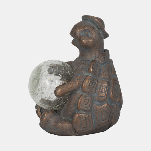 sagebrook home 7" Turtle With Solar Orb Antique Copper Wishlist Create New