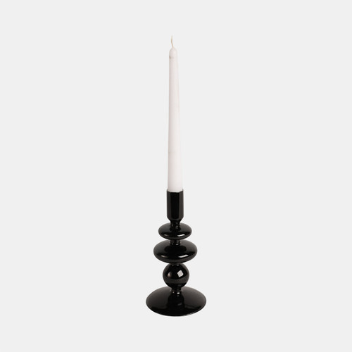 Sagebrook Home 7" Vintage Glass Taper Candle Holder Black Wishlist Create New