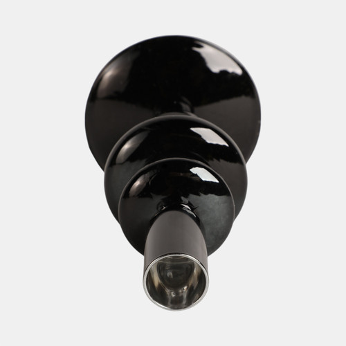 Sagebrook Home 7" Vintage Glass Taper Candle Holder Black Wishlist Create New