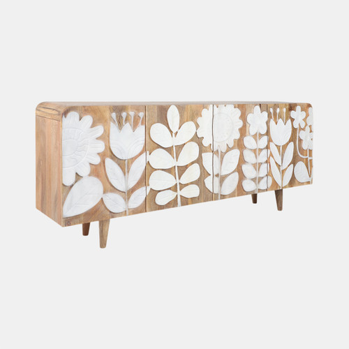 Sagebrook Home 70x30" Flower Field Applique Cabinet Natural/wht Wishlist Create New
