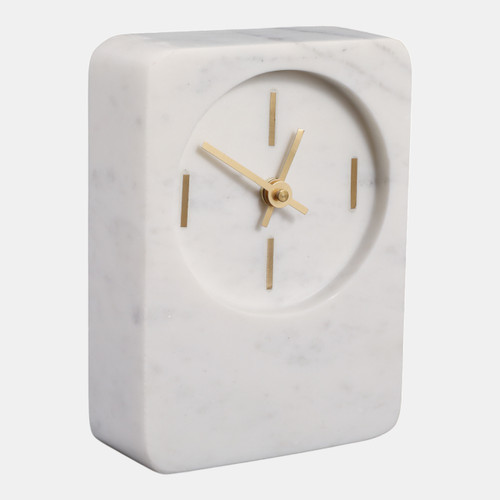Sagebrook Home 7x4" Marble Clock With Brass Details White Wishlist Create New