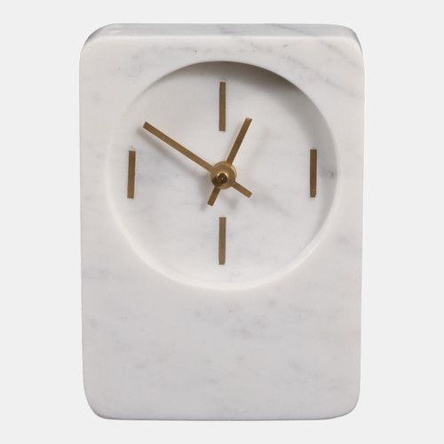 sagebrook home 7x4" Marble Clock With Brass Details White Wishlist Create New