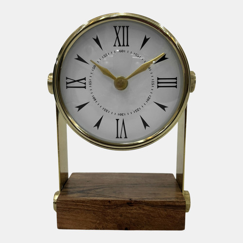 sagebrook home 7x5" Round Clock On Wood Base Multi Wishlist Create New