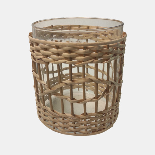 sagebrook home 7x6" Woven Jute & Rattan Hurricane Natural/clear Wishlist Create New