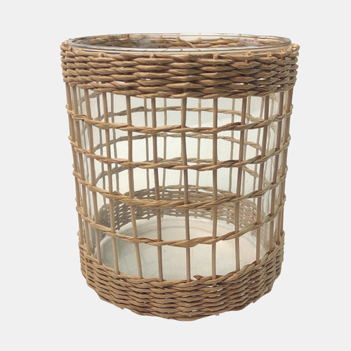 sagebrook home 7x6" Woven Jute & Rattan Hurricane Natural/clear Wishlist Create New