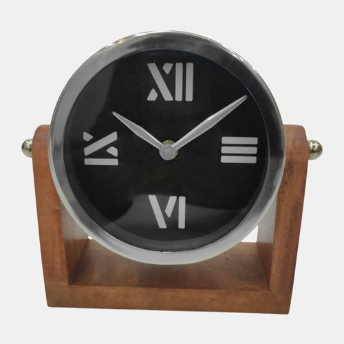 sagebrook home 7x7" Clock On Wood Base Natural/silver Wishlist Create New
