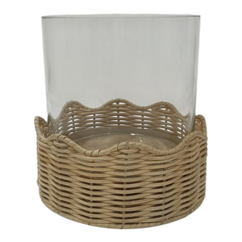 sagebrook home 7x7" Raffia Scallop Base Hurricane Natural Wishlist Create New