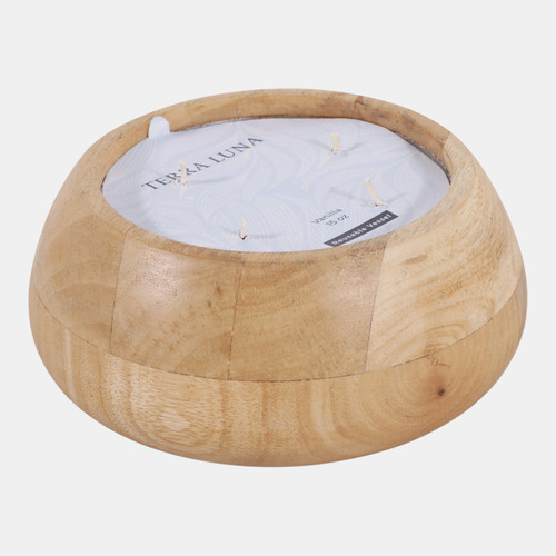 Sagebrook Home 8" 15 Oz Vanilla Modern Wood Bowl Candle Blonde Wishlist Create New