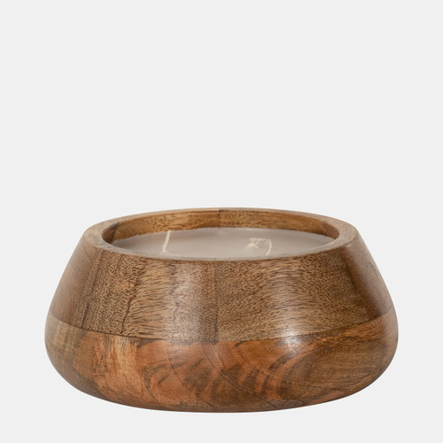 Sagebrook Home 8" 15 Oz Vanilla Modern Wood Bowl Candle Natural Wishlist Create New