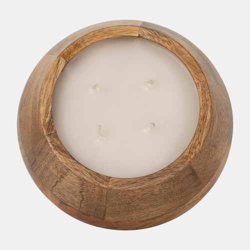 Sagebrook Home 8" 15 Oz Vanilla Modern Wood Bowl Candle Natural Wishlist Create New