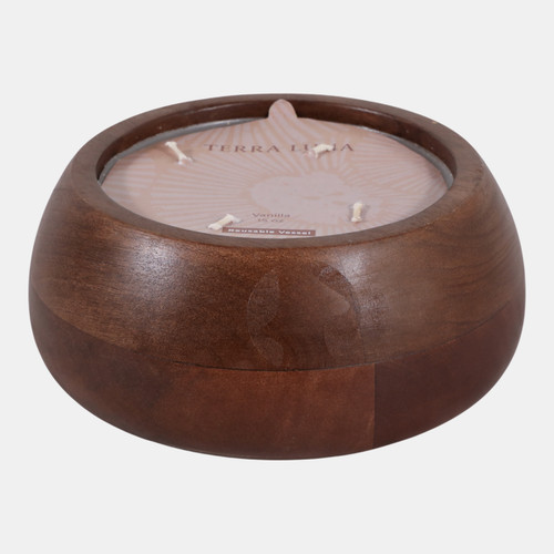 sagebrook home 8" 15 Oz Vanilla Modern Wood Bowl Candle Walnut Wishlist Create New