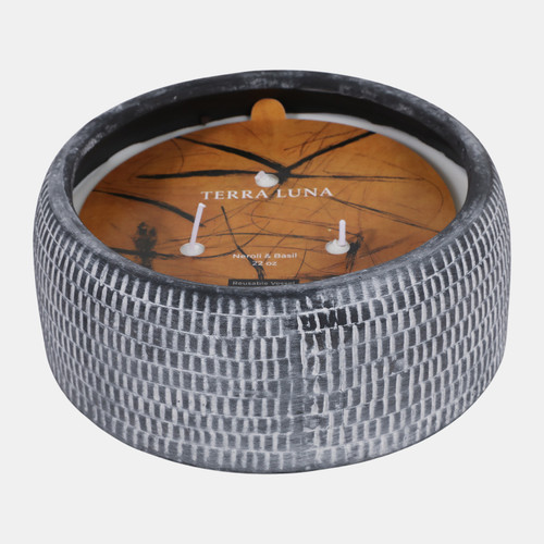 sagebrook home 8" 22 Oz Neroli & Basil Textured Candle Black Wishlist Create New