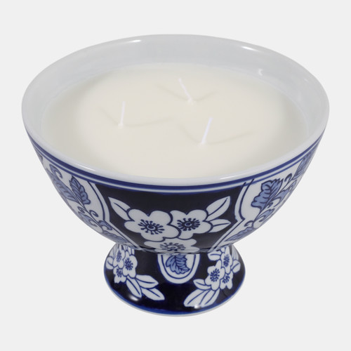 Sagebrook Home 8" 24 Oz Plumeria Chinoiserie Candle Blue/white Wishlist Create New