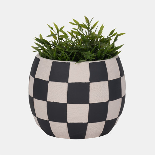 Sagebrook Home 8" Checkerboard Rounded Planter Black/white Wishlist Create New