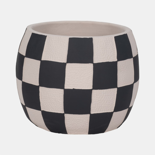 Sagebrook Home 8" Checkerboard Rounded Planter Black/white Wishlist Create New